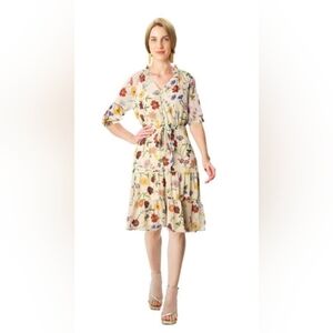 ESHAKTI - Wildflower floral midi dress with sleeves